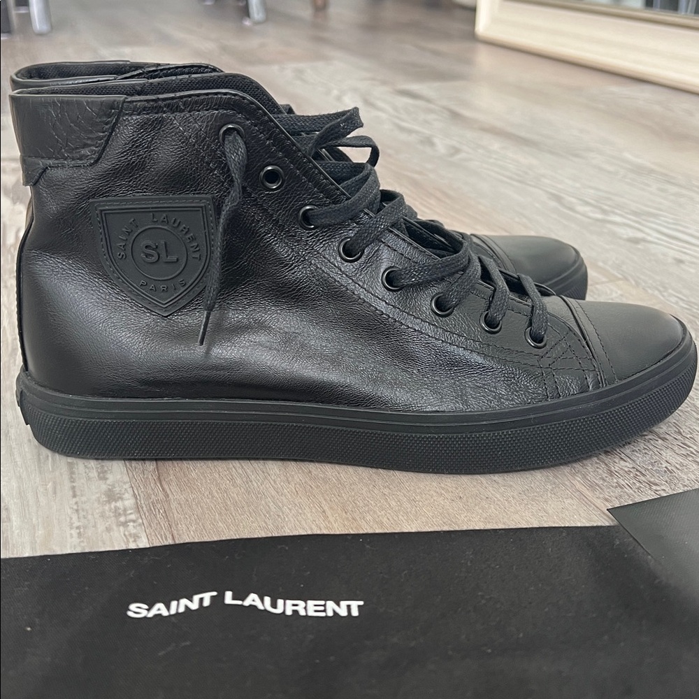 New Saint Laurent Bedford High-Tops Black Sneakers size 39 US 9 - Picture 12 of 17